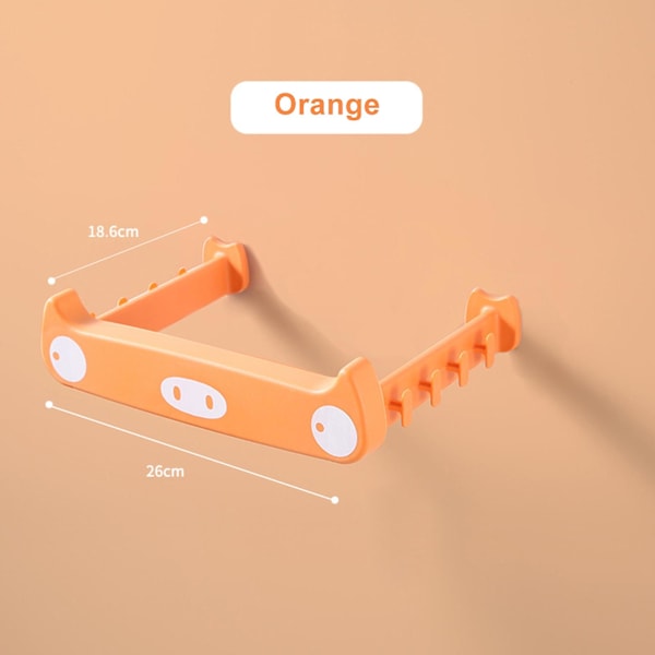 Sopsäckshållare i tecknad gris-stil, slagfri, robust, hållbar PP, platsbesparande, väggmonterad, redskapshängare, orange