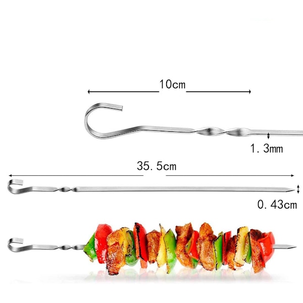 20 stk. BBQ Spid, Flade Metal Grillspid, Rustfrit Stål Shish Kabob Pinde