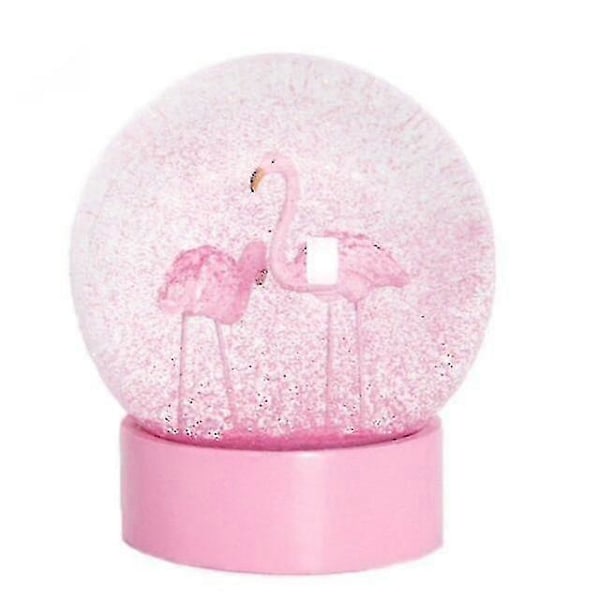 Flamingo Glitter Klar Glass Snøklode Krystallkule Med Rosa Base Kvinnegaver