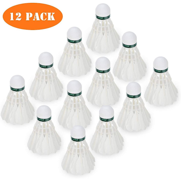 12-pack badmintonbollar av gåsfjäder för inomhus- och utomhusträning