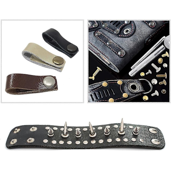 Läder Nitar 240 Set 2 Storlekar Dubbel Nitar Rörformiga Metall Dubbar-ZCY