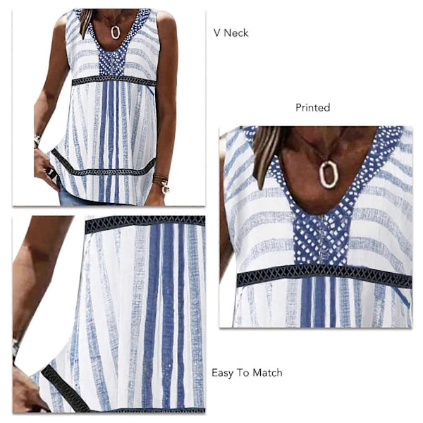 V-hals Ærmeløs Løs Pasform Trykt Patchwork Sommer Moderigtig Blød Dame Casual Tank Top til Daglig Fest Ferie