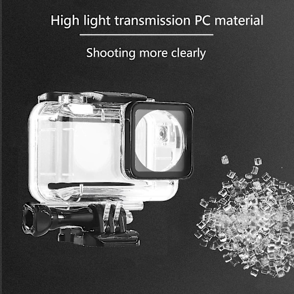 Vattentätt hus för DJI Osmo Action 3, undervattensdyksskydd 45 m med fäste
