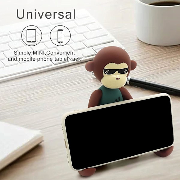 Morsom Dyre-Apekatt Telefonholder For Alle Telefoner Mini Ipad, Vinkeljusterbar For Smarttelefoner Skrivebord Tablet Telefonholder Grønn