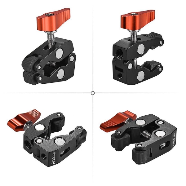 Andoer Krabbe-Tang Clip Super Clamp med 1/4 tommer & 3/8 tommer Skruehul