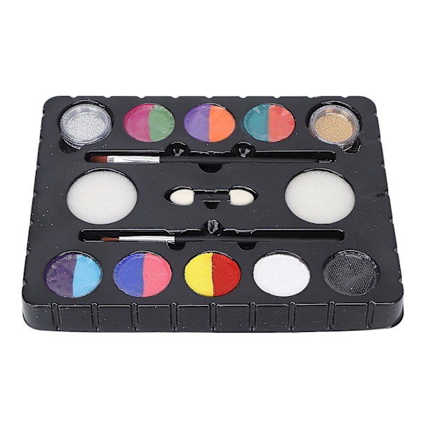 8 färger ansiktsfärg kit med 2 färger glitterpulver - perfekt för Halloween, jul - barn och vuxna kropp och ansiktsmålning
