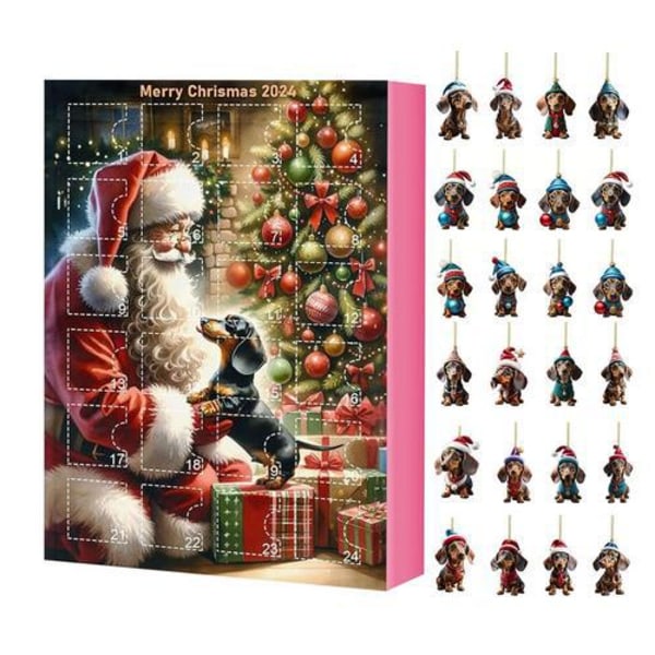 Julkalender med 24 luckor - Blindbox med Santa Dachshund