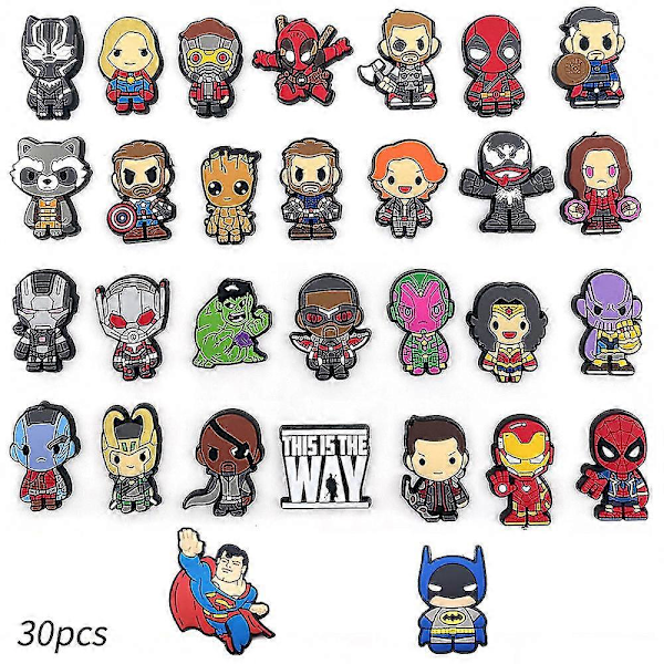 30 st Marvel Superhjälte Tema Crocs Skodekorationer Sandaler Dekor Födelsedagspresenter Skotillbehör Set