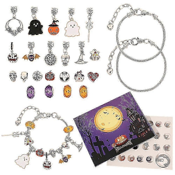 Halloween-nedtælling 2024 - 24 Dages Julekalender, DIY Armbånd Til Børn Smykker Legetøj Blind Box Kreativ Gave