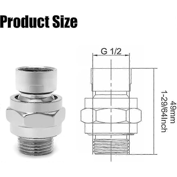 Brusehoved Drejeled Adapter Bruseforbindelse Kugleled Justerbar Brusearm Forbindelse Til Brusehoved (1 stk, Sølv)