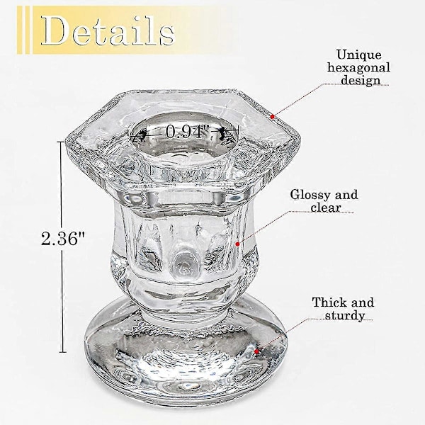Lysestakeholdere Bulk, Glass Lysestakeholdere Sett Klar, 12 stk Krystall Telysholdere for W