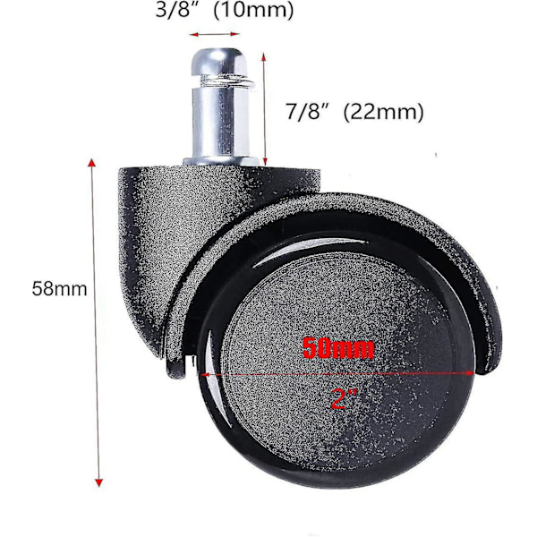 10mm Stem Casterhjul Gummihjul For Stollebytte Tw