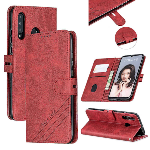 Pengepung til Huawei P30 Lite, 3 kreditkortspor ID-kortholder, PU-læder flip-etui