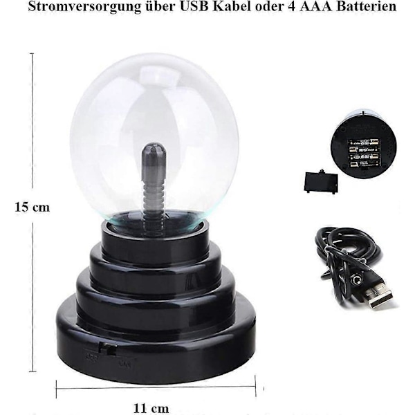 Magisk Plasmakula Plasma Ball Lysande Bärbar Boll Elektrostatisk Kula Beröringskänslig Blixtkula