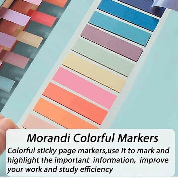 12 stk. Side Markører, Morandi Sticky Note Tabs Farvede Skrivbare og Flytbare Bogmærker S