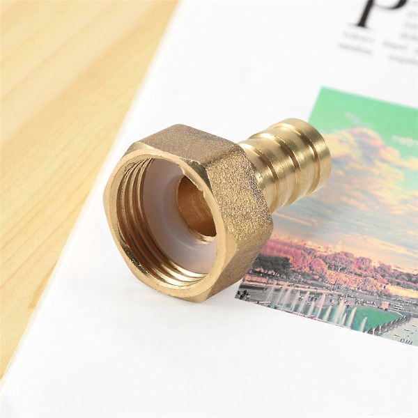 Mässingskoppling i guld 10mm slangnippel 1/2\" NPT invändig gänga rak anslutning