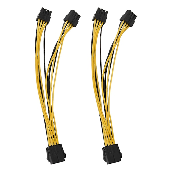 2 stk. CPU 8-polet Hun 1 til 2 Han 4+4-polet Y Splitter Strømforsyningskabel 18AWG 20cm Ty