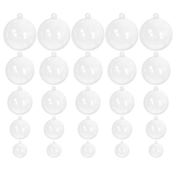 25 st transparenta runda fyllbara hängande dekorationer julgranskulor genomskinliga plast fyllbara julgranskulor
