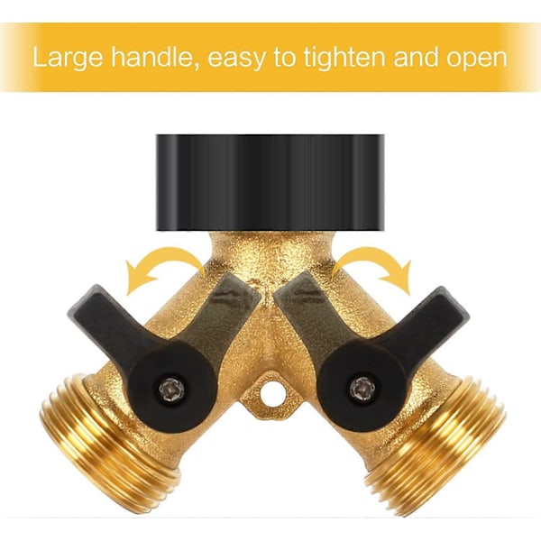 Y-splitter Kran 1 stk 3/4 tomme Messing 2-veis Splitter Med Bryter Hage Y-splitter Kran Med Hjul Blått Grovt Belte For Utendørs Innendørs Familie