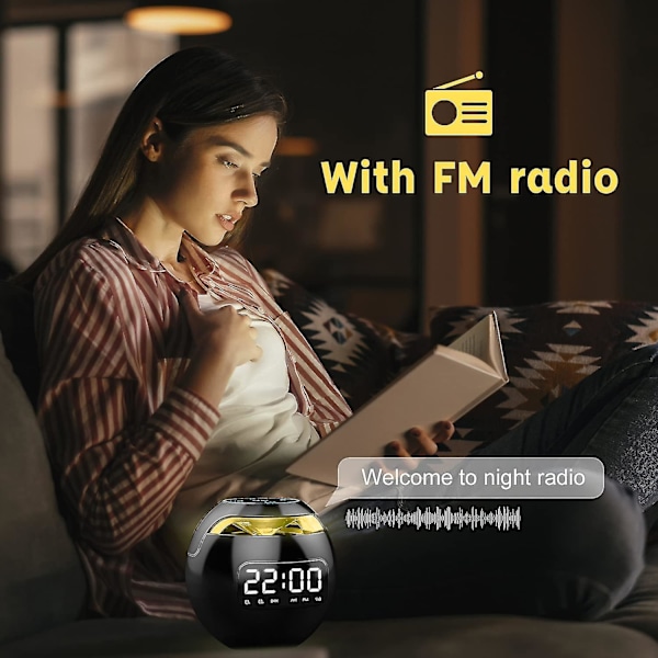 Väckarklocka med radio och dubbla alarm, FM-digital sängklocka med snooze-funktion, LED-display 4