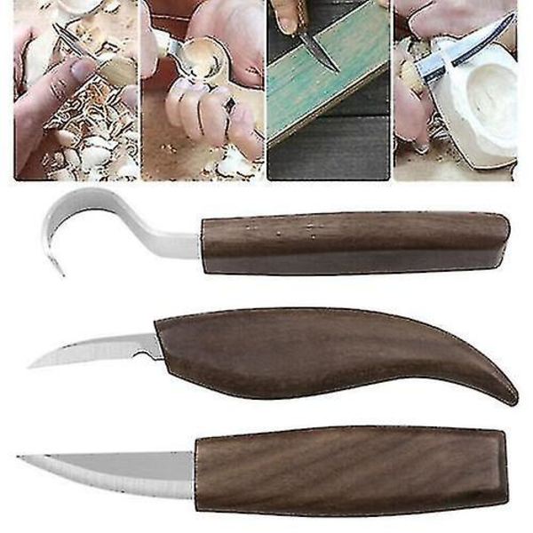 3-pack Träskärvningsverktygsset - Hook Spoon Knivar, Skärning, Whittling, Beaver Craft Steel