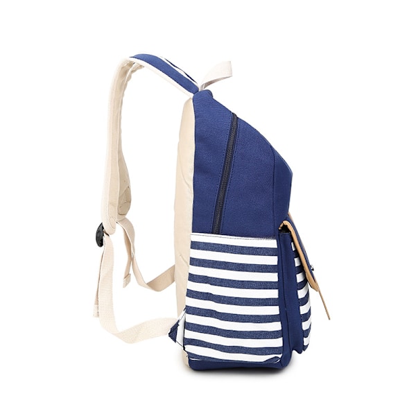 Ryggsäck Navy Stripe Ryggsäck Canvas Skolväska