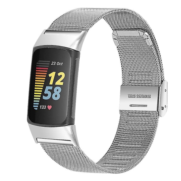 Milanese Rustfrit Stål Justerbar Smartwatch Rem til Fitbit Charge 6/5