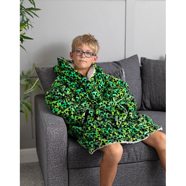Minecraft Pojkarnas Filt Hoodie Grön All-Over Print Creeper