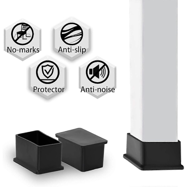 8 Pakk Rektangulære Stollebeinshetter Ikke-Merkende PVC Gulvbeskytter 25 x 50mm (1\" X 2\")
