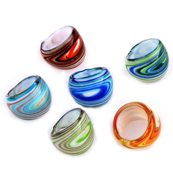 6 st Lampwork Glasbandringar 17-19mm Flera Färger HET