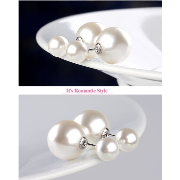 Eleganta dubbelsidiga pärlörhängen med pärlorhängen fram och bak - 925 Sterling Silversmycken