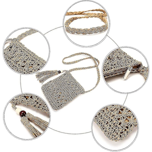 Halmväsk, Crossbody, Strandväska, Dammode, Halmkoppling, Kuvertväska, Sommar