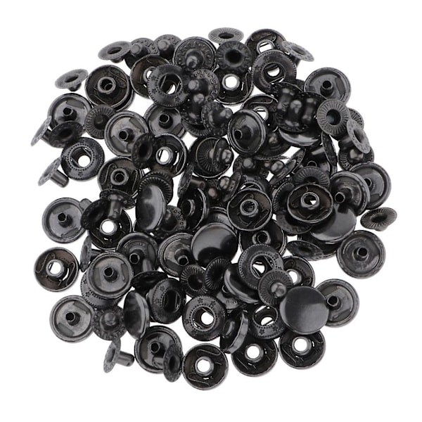 30x Trykknapper Trykknapp for Skinnjakke Jeans Veske Svart 17mm