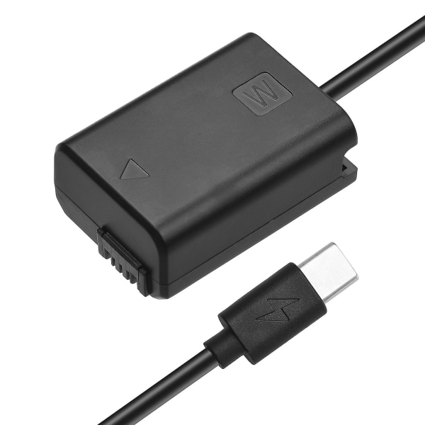 Andoer NP-FW50 Dummy Batteri USB-C Kobling Adapter Med USB Type-C Fjærkraftkabel Erstatning For Sony Alpha A5000 A5100 A6000 A6300 A6400 A6500 A