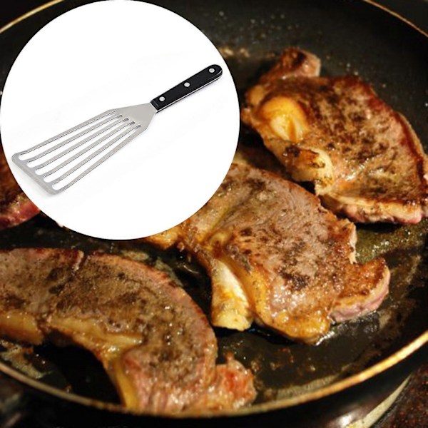 Stekspade för kök, fiskskrapa, halkfri köksredskap, slitsad fiskspade i rostfritt stål för grillning, lyftning, matlagning och stekning