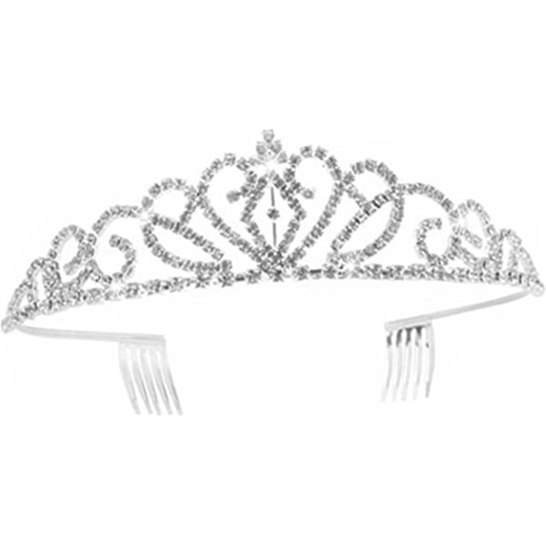 Silver Rhinestone Tiara Crown With Comb - Crystal Crown For Parties And