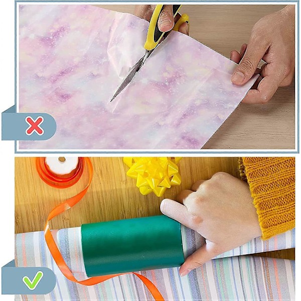 Presentpappershjälp rulle - 3 stycken - Vit-Blå-Svart - Presentpapperskutter med rullhållare - Presentpapperskutter