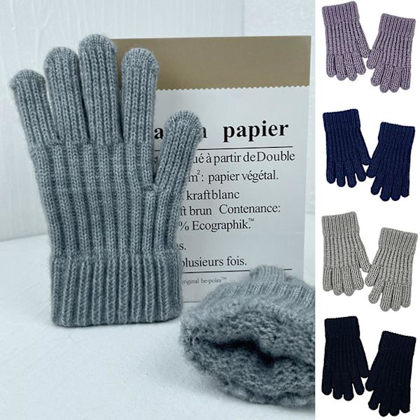 1 par barnvantar unisex stickade varma fem fingrar enfärgade elastiska halkfria mjuka tjocka studenter skrivhandskar vinter utomhusvantar
