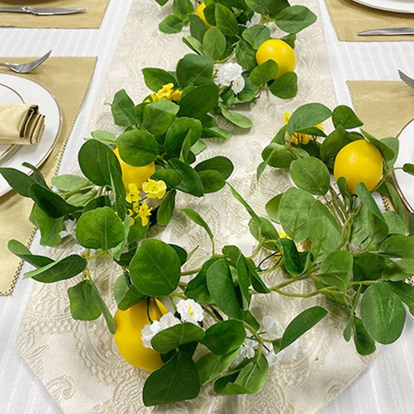 Konstgjord fruktgirlang Girlander Plast Hänge Dekoration Växter Falska Gula Citroner Gröna Simulering Citron Rotting