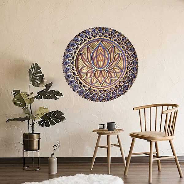 Lotusblomma Mandala - Väggkonst, Lotusblomma Mandala Metallväggdekoration För Sovrumsinredning Bohemisk Väggkonst (a) 30 X 30 Cm