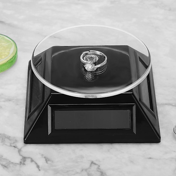 Solcells Showcase 360 Grader Snurrbord Roterande Smyckesorganisatör Displayställ (Svart)