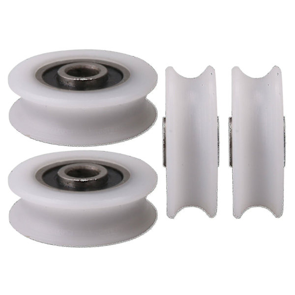 4 st 22x6x8mm Vita Inre Dia 6mm U-spår Nylon Rullhjul för Skjutdörr
