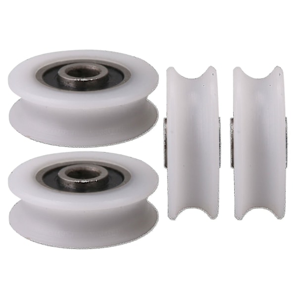 4 stk. 22x6x8mm Hvid Indre Dia 6mm U-spor Nylon Trinse Hjul til Skydedør
