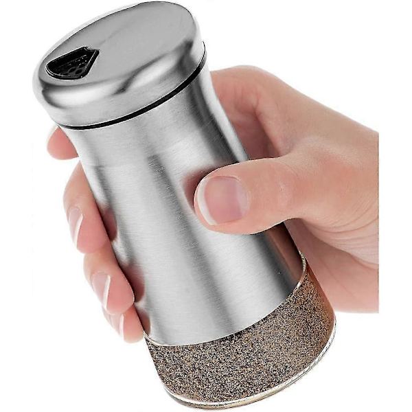 Pepper- eller saltshaker med justerbare huller - Elegant rustfritt stål krydderdispenser - Perfekt for Himalaya, bordsalt, hvit og svart