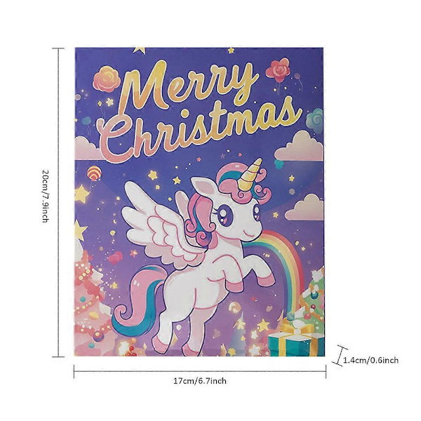 Julekalender med nedtælling til jul 2024, Pige Unicorn Armbånd Halskørdel Øreringe Ringe Smykker Legetøj