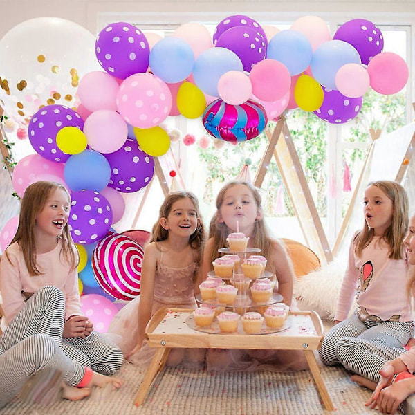 (NYT MØNSTER) Juleballon Girlande, 96 stk Juleballon Girlande Arch Kit med Rosa Blå Juleballoner og Slikkepind Luftballoner
