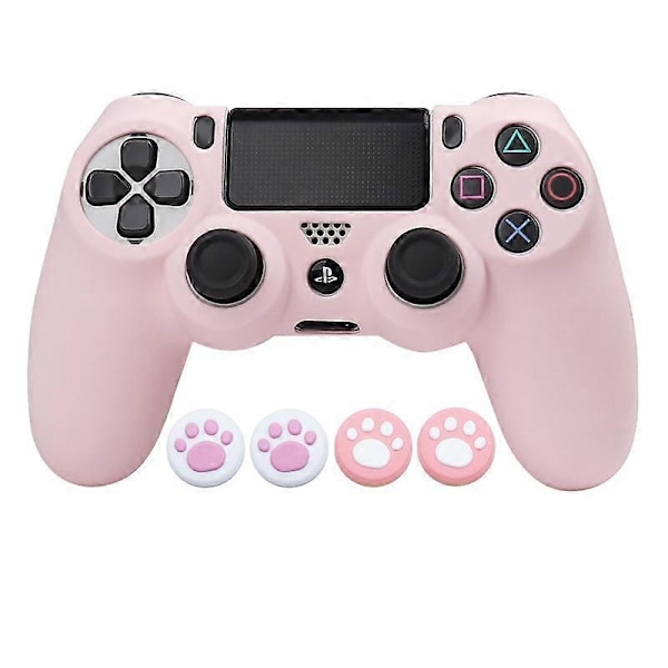 Rosa Mjukt Silikonskyddsfodral för PS4-handkontroll, Spelkonsolfodral, Videospelsaccessoarer för PS4 Joystick-fodral