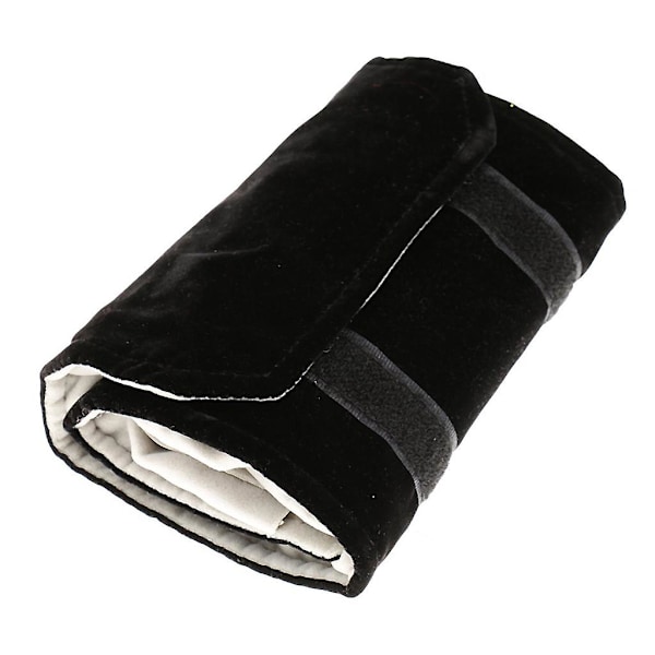 Smykkerulle Smykketaske, lavet af flannel, til ring, til smykker på rejser - Sort, Grå, Sm
