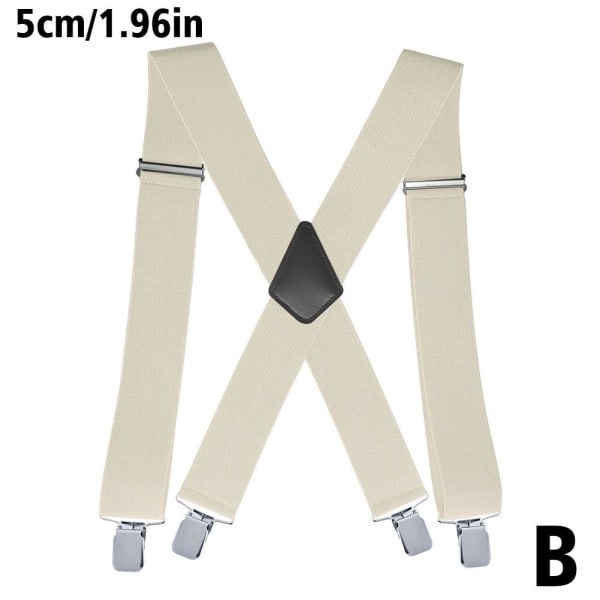 Black Adjustable Suspenders Mens Unisex Pants Elastic Sc White Oen Size