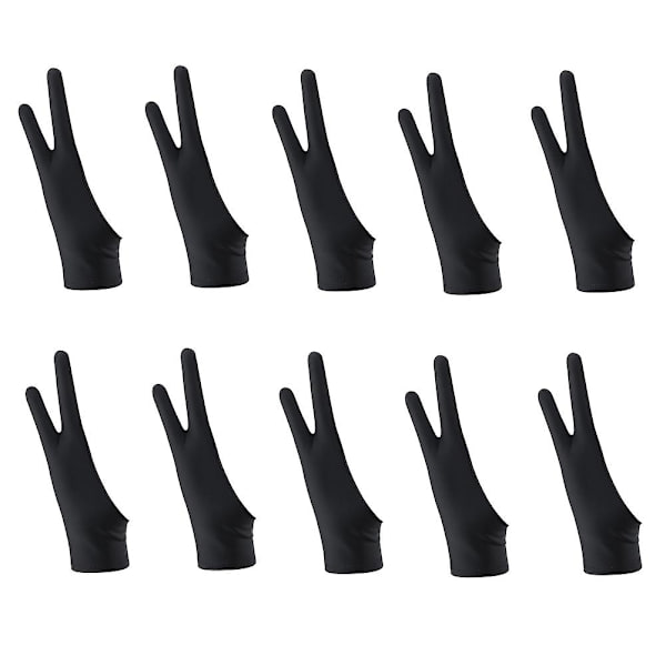 10-pack konstnärsritning 2-finger ritningshandskar för alla grafiska surfplattor digital ritning (S)